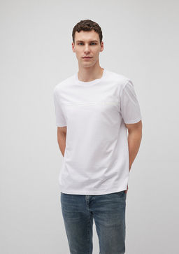 Bask?l? Beyaz Tisort - Mavi фото 2