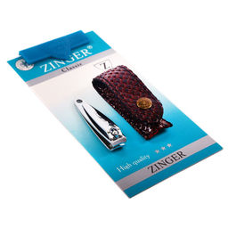 Zinger Набор для маникюра: книпсер для ногтей, чехол / Classic SIS-48, серебристый глянцевый, 5,5 см