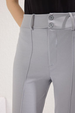 Gri Nervur Detayl? Yuksek Bel Flare/Ispanyol Paca Pantolon TWOAW25PL00071