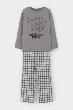 К 1600/холодный серый,клетка пижама для мал
