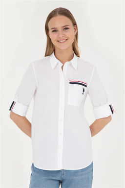 Женская белая рубашка с длинным рукавом - U.s. polo assn фото 8
