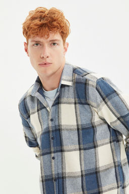 TRENDYOL MAN Lacivert Regular Fit K?sl?k Oduncu Kareli Gomlek TMNAW21GO0730 - Trendyolmilla фото 7