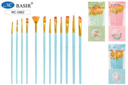 Набор кистей Basir 12шт. из нейлона, плоские (MC-5882)