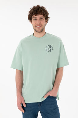 Erkek Oversize Fit Bisiklet Yaka Su Ye_ili Ti__rt Sepette S_rpriz _ndirim
