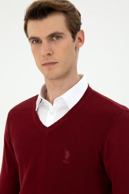 Мужской бордово-красный базовый свитер - U.s. polo assn фото 2