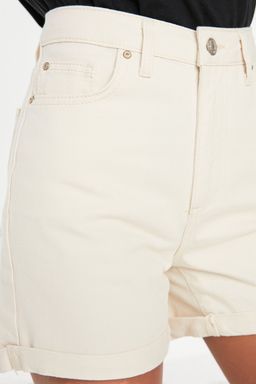 TRENDYOLMILLA Ekru Pacas? Katlamal? Yuksek Bel Denim Sort TWOSS20SR0231  фото 10