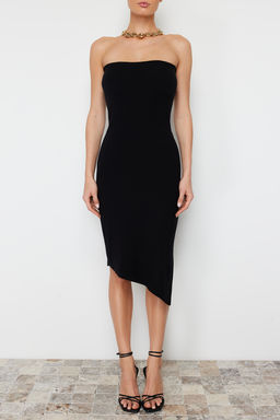 Siyah Midi Triko Straplez Premium Iplik/Ozel Iplik Triko Elbise TWOSS24EL00306 - Trendyolmilla фото 6