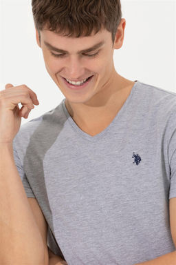 Мужская серая меланжевая базовая футболка Неожиданная скидка в корзине - U.s. polo assn фото 2