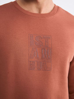 Bisiklet Yaka Bask?l? Erkek Sweatshirt