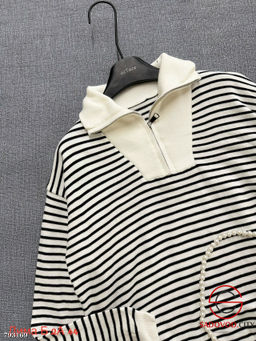 Кофта морской принт с воротником