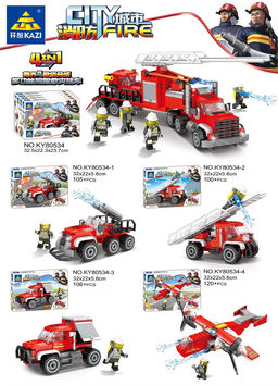 Конструктор "KAZI" 431 дет. "набор - 4 констр. "Пожар. техника" собираются в бол. пожар. машину" (KY80534)