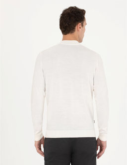 Ekru Regular Fit Bato Yaka Y_n Kar___ml_ Basic Triko Kazak