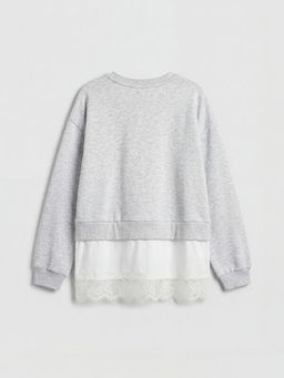 Bisiklet Yaka Dantel Detayl? K?z ?ocuk Sweatshirt