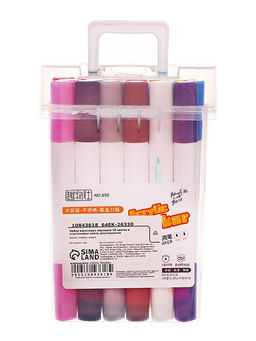 Набор акриловых маркеров, 18 цветов, в пластиковом кейсе, двусторонние