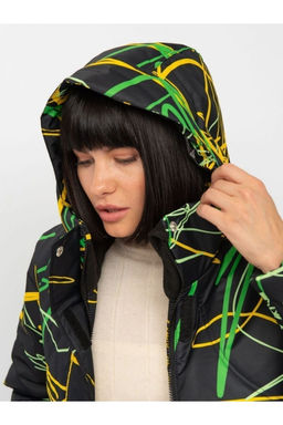 Акция -10%! М-155 Костюм зимний женский Принт черно/зеленый 56-60