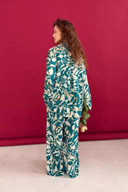 Блузка СЕТ113/01/Белый, зеленый - M&G all natural фото 8