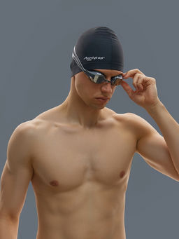 Очки для плавания ONLYTOP, набор носовых перемычек, чёрные, зеркальные