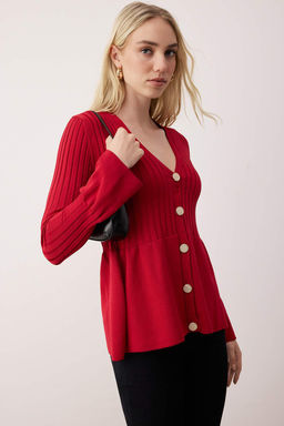 K?rm?z? Peplum Detayl? Triko H?rka TWOAW26HI00271