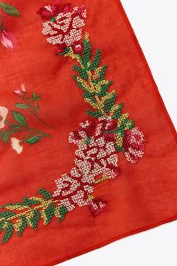 EMBROIDERED COTTON SCARF - Zara фото 3