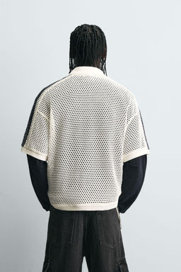 RETRO FOOTBALL OPEN-KNIT POLO SHIRT - Zara фото 3