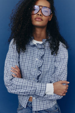 Blusa de algod?n con cuello de volante - H&m фото 2