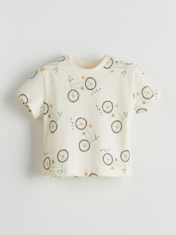 Bisiklet Yaka K?sa Kollu Bask?l? Erkek Bebek Ti??rt 2li