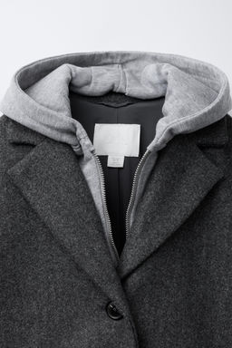 LONG COAT WITH REMOVABLE HOODIE - Zara фото 7