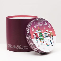 Набор круглых новогодних коробок 5 в 1 Вязаный 2, 23?23?25 - 15?15?15 см - UPAK LAND фото 5