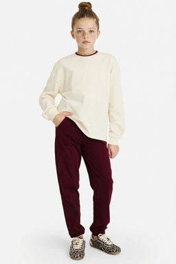 %100 Pamuk Jogger F_t Penye Pantolon K_z _ocuk