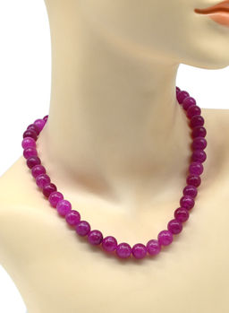 Бусы из камня кальцита шарик 10мм цв.фуксия, 45см