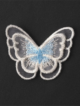 Аппликация для одежды «Бабочка», текстильная, 5×4 см, 10 шт., белая, голубая