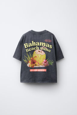 CAMISETA GARMENT DYE ESTAMPADO / Gris antracita - Zara фото 2