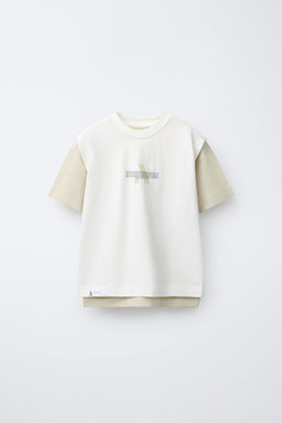 CAMISETA DOBLE SPORTY / CAMEL/BLANCO