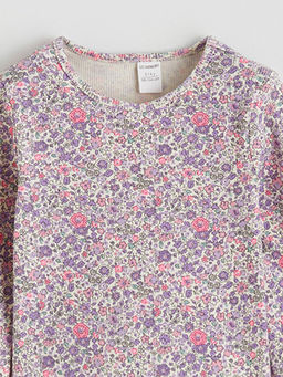 Bisiklet Yaka ?i?ekli K?z ?ocuk Ti??rt