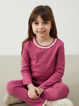 Bisiklet Yaka Basic K?z ?ocuk Bluz ve Tayt 2li