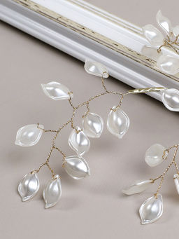 Ветка декоративная стеклярус 34 см / CW0427-4 /уп 818/ 27 лист