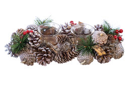 Новогоднее украшение подсвечник 33*15*8 см Зимняя вишня на 2 свечи, прямоугольный - Elan gallery фото 3