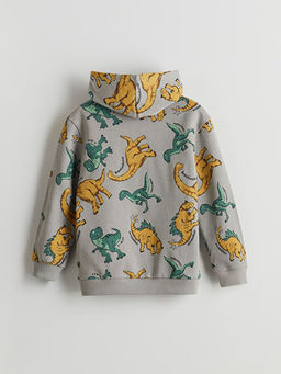 Kap??onlu Bask?l? Erkek ?ocuk Sweatshirt