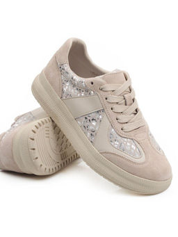 03-A1024-5 BEIGE Полуботинки спортивные женские (натуральная замша,натуральная кожа)