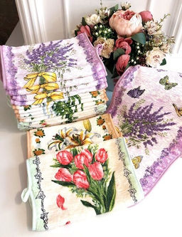 Полотенце из микрофибры Весенние цветы с атласной каймой 25*50 см.