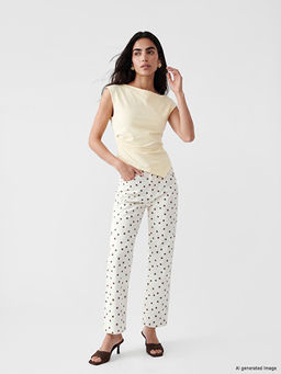 Crop Flare Puantiyeli Kad?n Jean Pantolon