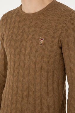 Мужской базовый свитер хаки меланжевого цвета - U.s. polo assn фото 7