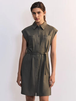 Льняное платье-рубашка с поясом ZR2605012907-13 / Zarina