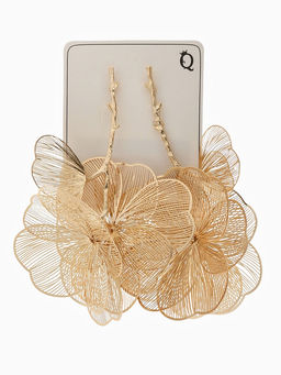 Серьги металл «Цветок» веточка, цвет золото