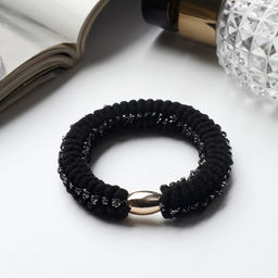 Цена за 10 шт. Резинка для волос «Спорт», классика полоса блеск, 5 см, чёрная