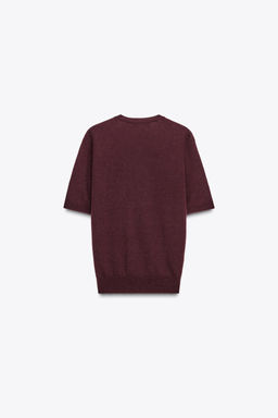100% WOOL KNIT SWEATER SHORT SLEEVE - Zara фото 6