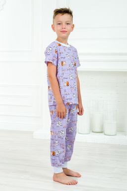 Пижама подростковая из футболки и брюк из кулирки Фламинго