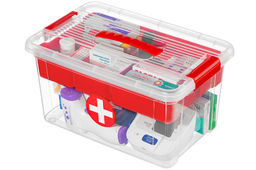 Контейнер StorMax Аптечка 35,5*23,8*19 см с крышкой с 2-мя защелками +вкладыш (прозр-красный)(650) - Elan gallery фото 17
