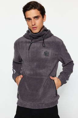 TRENDYOL MAN Premium Antrasit Oversize/Normal Kesim Bask?l? Anti-pilling Polar Sweatshirt TMNAW24SW00122 - Trendyolmilla фото 11