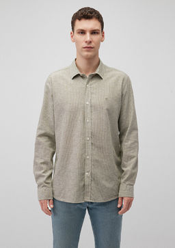 Cizgili Yesil Tencel TM Lyocell Gomlek - Mavi фото 3